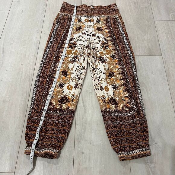 ANTHROPOLOGIE Printed Bohemian Linen Blend Side Pockets Joggers Sz 2 - Picture 2 of 10